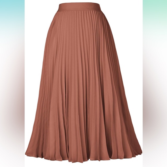 Kate Kasin Women's High Waist Pleated A-Line Swing Skirt XL Rose - Picture 5 of 7